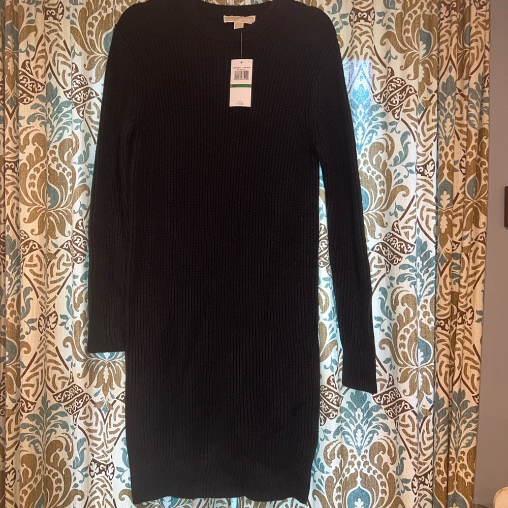 Elegant Black Ribbed Knit Dress NWT MICHAEL KORS